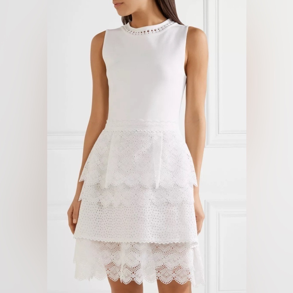 ANTONIO BERARDI Stretch-knit and Broderie Anglaise Dress Size IT46/US10 NWT